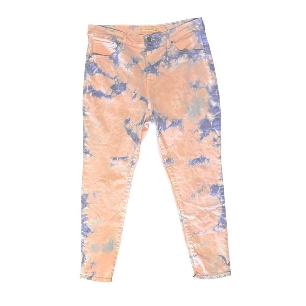 Levi's 721 High Rise Skinny Ankle Jeans Womens 16W Pink Blue Tie Dye Red Tab